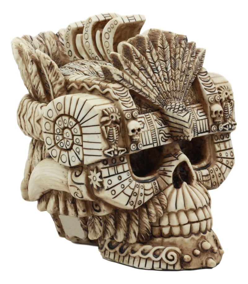 Ebros Gift Ebros Aztec Empire Emperor Montezuma Skull Statue Tenochtitlan King Moctezuma I Halloween Skeleton Cranium Head Figurine - Image 3